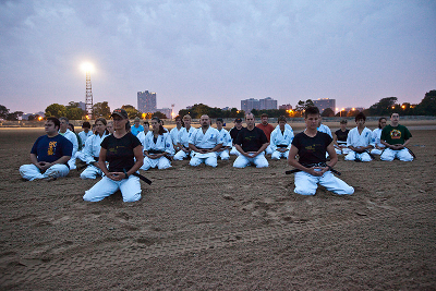 Meditating on the beach